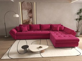 Colțar extensibil dumonde cu ladă de depozitare si sezut confortabil din spuma high-density, Loana XL Zoom Rosu II 335x185 cm