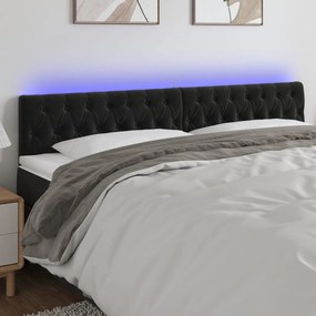 Tablie de pat cu LED, negru, 200x7x78 88 cm, catifea 1, Negru, 200 x 7 x 78 88 cm