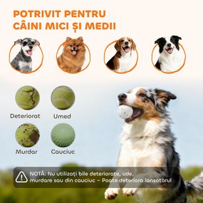 PawHut Lansator Automat de Mingi pentru Câini de Talie Mică și Medie, cu 3 Mingi, 3 Distanțe Reglabile, Verde | Aosom Romania