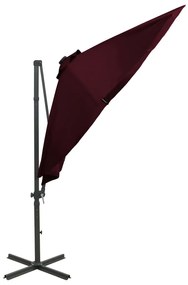 Umbrela suspendata cu stalp si LED-uri, rosu bordo, 300 cm Rosu bordo, 300 cm