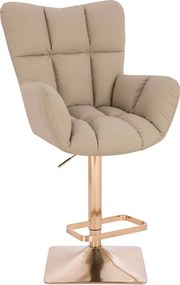 HR650KW Scaun Crem Piele Ecologica Premium Soft cu Bază Aurie