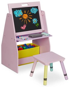 Raft depozitare  camera copiilor cu tabla pentru desenat scaunel inclus  lemn Lila