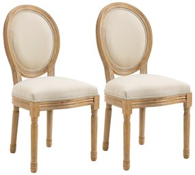 Set 2 scaune capitonate, scaune in stil vintage, scaune albe, scaune pentru living, sufragerie HOMCOM | Aosom RO