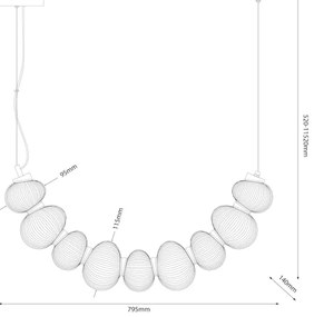 Lustră LED pe cablu BOLLA LED/36W/230V auriu/bej fumuriu