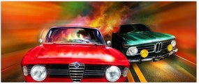 Tablou - Mașini de curse retro (120x50 cm)