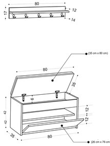 Mobilier Hol Movopu 2 (alb + auriu) . 1093896
