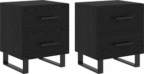 vidaXL Dulap de noapte cu sertar 2 pcs Stejar Negru 40 x 35 x 47,5 cm