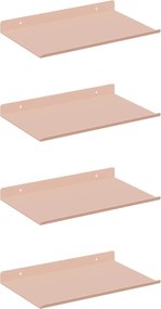 vidaXL Raft suspendat Pe perete 4 pcs Roz 30 x 18 x 2,5 cm Oțel