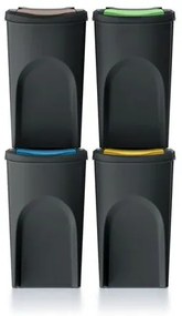 Coș pentru sortarea deșeurilor Sortibox 35 l, 4bucăți, negru