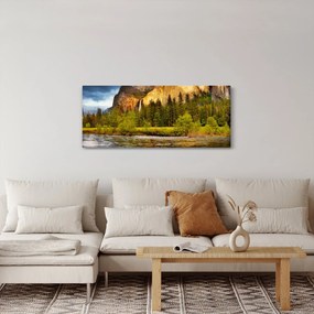 Tablou - Stânci lăngă lac (120x50 cm)