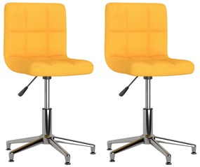 334392 vidaXL Scaune de bucătărie pivotante, 2 buc., galben muștar, textil