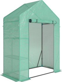 Outsunny Seră de Grădină 143 x 73 x 195 cm cu Rafturi cu 2 Etaje, Verde | Aosom Romania