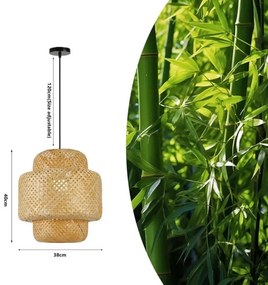 Lustră pe cablu Immax 08267L HILO 1xE27/40W/230V d. 38 cm bambus