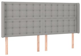 Tablie de pat cu LED, gri deschis, 183x16x118 128 cm, textil 1, Gri deschis, 183 x 16 x 118 128 cm