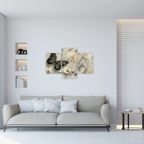 Tablou - Marmură de fundal cu fluturi (90x60 cm)
