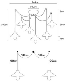 Candelabru suspendat MANAVGAT 6xE27/40W/230V, stil păianjen, negru/maro
