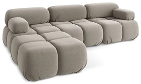 Colțar modular bej cu tapițerie din catifea Lokua – Makamii