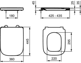 Vas wc stativ rimless plus Ideal Standard i.life B alb lucios back to wall cu capac inclus