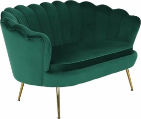 Bancă în stil Art-deco, catifea Velvet smarald/crom auriu, NOBLIN
