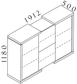 Dulap mediu Lineart 191,2 x 50 x 118 cm, ulm deschis / antracit