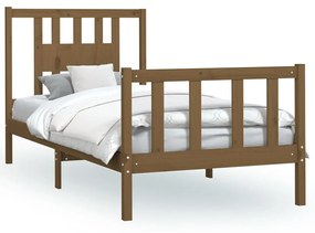 3188159 vidaXL Cadru de pat cu tăblie, maro miere, 100x200 cm, lemn masiv pin