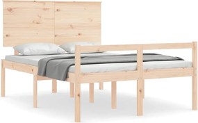 vidaXL Cadru de pat senior cu tăblie, 140x190 cm, lemn masiv