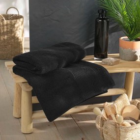 Prosop negru din bumbac din frotir 90x150 cm Tendresse – douceur d'intérieur