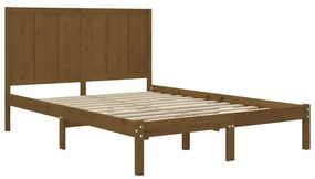 Cadru pat 5FT King Size, maro miere, 150x200 cm, lemn masiv pin maro miere, 150 x 200 cm