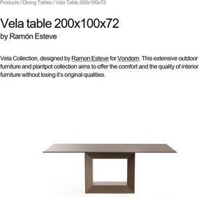 Masa dining de exterior / interior design ultra-modern premium 200x100cm VELA