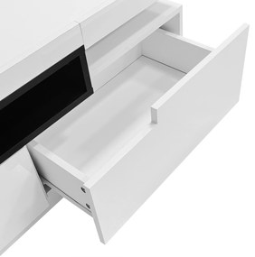 Elegant mobilier TV lucios cu iluminare LED în 16 culori, Alb | Aosom Romania