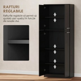 HOMCOM Mobilier de depozitare cu 2 dulapuri și rafturi reglabile din lemn negru | Aosom Romania