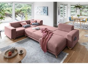 Colțar roz extensibil/cu spațiu de depozitare (cu colț pe partea stângă/în formă de "U") Classy Sophie – Miuform