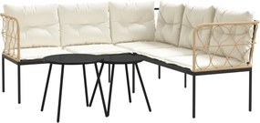 vidaXL Set canapea de grădină cu perne, negru, oțel și textilenă