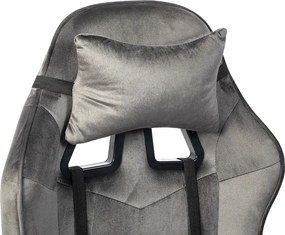 RESIGILAT- Scaun gaming, masaj în perna lombară, suport picioare, textil, Gri