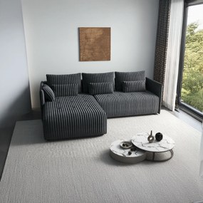Colțar extensibil dumonde cu ladă de depozitare si sezut confortabil din spuma high-density, Malta Ambience Grey 235x185 cm