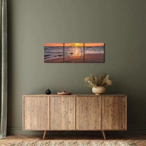 Tablou - Inima în nisip (cu ceas) (90x30 cm)