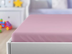 Cearsaf din bumbac jersey pentru patut copii roz 70 x 140 cm