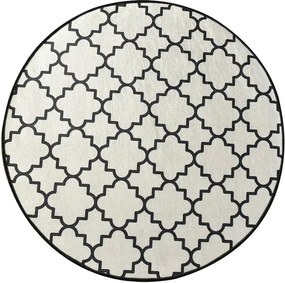 Covoras baie KUPA, 140x140 cm, forma rotunda, poliester, crem/negru