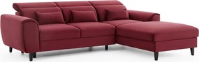 Colțar roșu extensibil/cu spațiu de depozitare cu tapițerie din catifea (cu colț pe partea dreaptă/cu șezlong) Foble – ELTAP