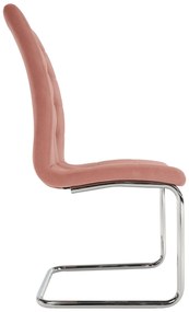 Scaun de masă, ţesătură de catifea roz / crom, SALOMA NEW