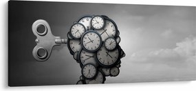 Tablou artistic cu cu cap și ceas (120x50 cm)