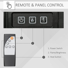 HOMCOM Șemineu Electric de Podea 1800W cu Efect de Flacără, Telecomandă și Timer | Aosom Romania