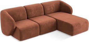 Colțar teracotă cu tapițerie din chenille (cu colț pe partea dreaptă/cu șezlong) Lani – Makamii