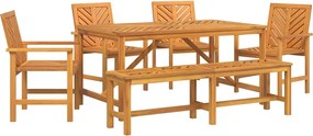 vidaXL Set de masă pentru grădină 6 pcs Maro Lemn Solid de Acacia