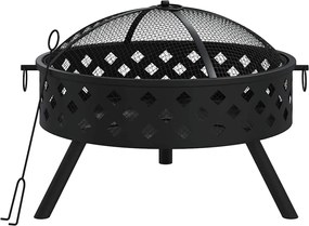 vidaXL Vatră de foc cu vătrai, 58 cm, oțel, XXL