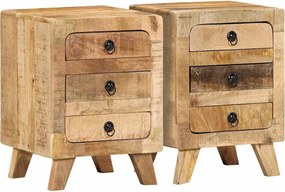 vidaXL Noptiera 2 buc 37x32x50 cm Lemn masiv Mango brut