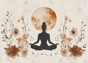 Tablou pe sticlă - Yoga Portocalie (70x50 cm)