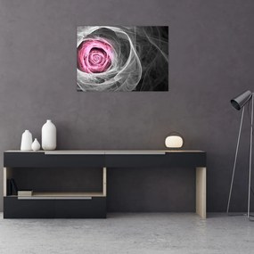 Tablou pe sticlă - Trandafir abstract, fucsia (70x50 cm)