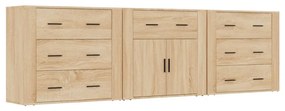 3185426 vidaXL Servante, 3 piese, stejar sonoma, lemn prelucrat