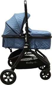 Carucior nou nascuti 2 in 1 Baby Care X2S, Maner reversibil, Cu geanta bebe, Amortizoare, Roti din cauciuc plin AVE, Spatar reglabil 3 trepte, Plasa